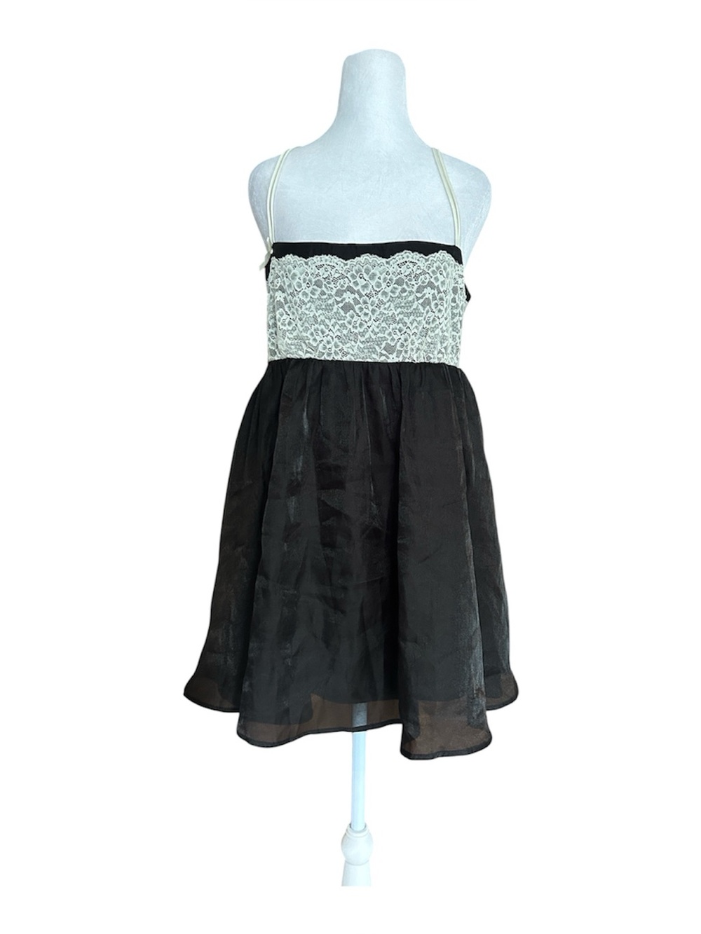 Sugar Thrillz Dolls Kill Broadway Nights Slip‎ Dress Black White Lace Mesh M